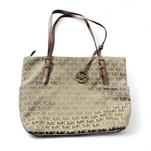Michael Kors Jet Set Canvas Monogram Large Tote Bag Purse